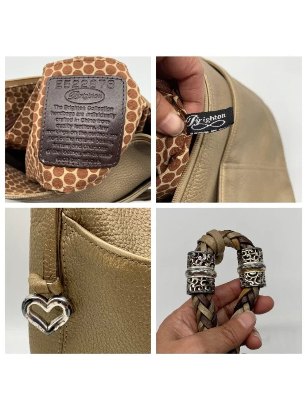 Brighton Barbados Zinc Pearl Pebbled Leather Hobo Bag